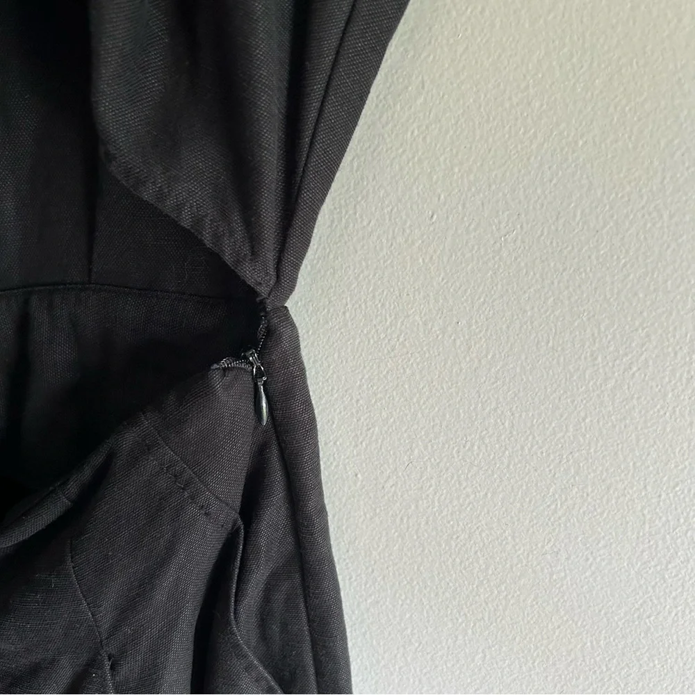 Aritzia Wilfred Ecoulement Open Tie Back Linen Jumpsuit Black sz 2